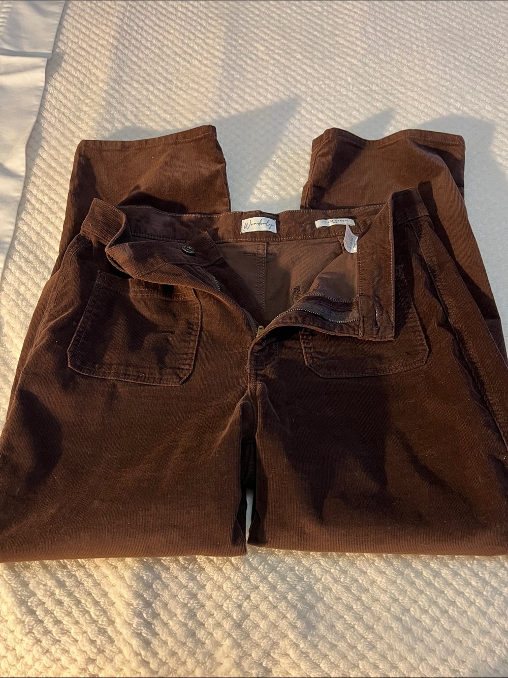 Women’s Dark Brown Corduroy Pants High Waist Pants Wonderly Brand